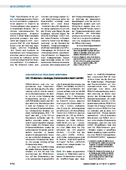 Vorschauseite 1: Diabetesrisiko bei PCsK9-Genpolymorphismen: LDL-Cholesterin niedriger, Diabetesrisiko leicht erhöht