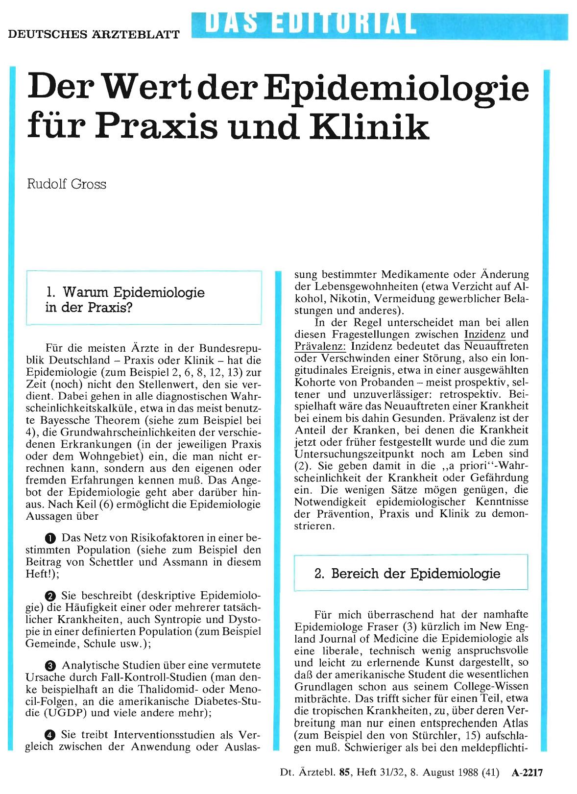 Vorschauseite 1: Der Wert der Epidemiologie für Praxis und Klinik