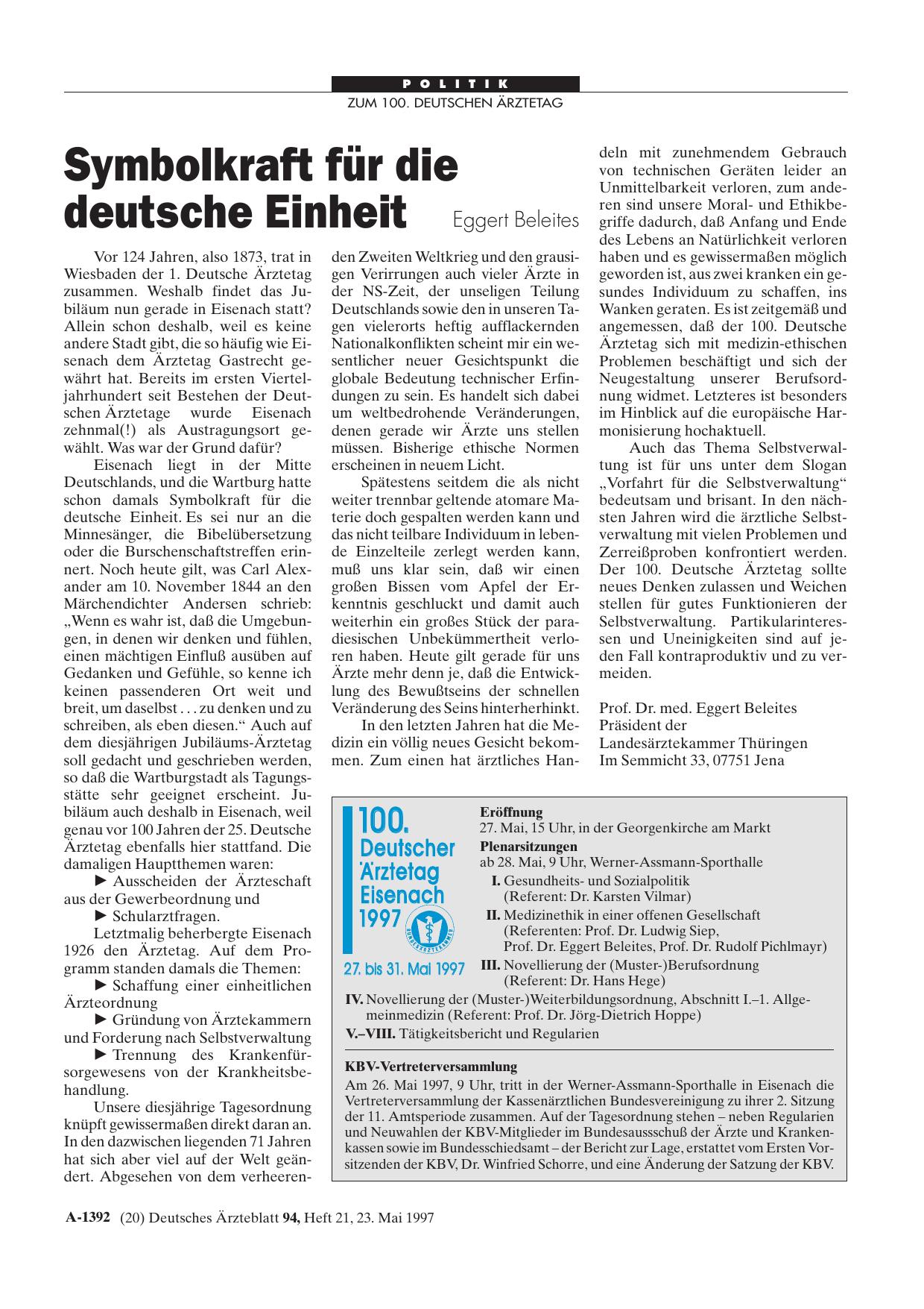 Vorschauseite 1: Symbolkraft für diedeutsche Einheit