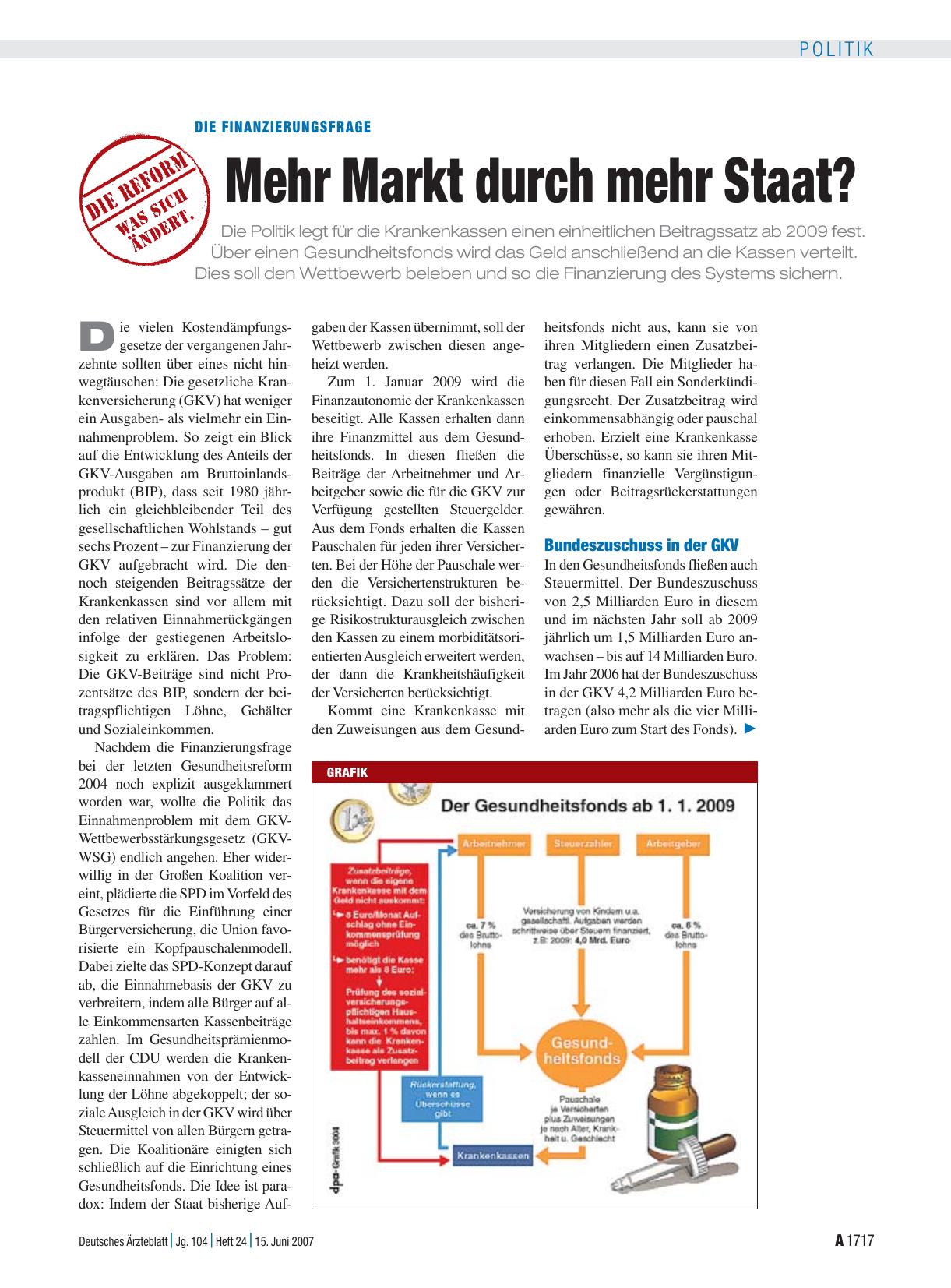 Vorschauseite 1: Die Finanzierungsfrage: Mehr Markt durch mehr Staat?
