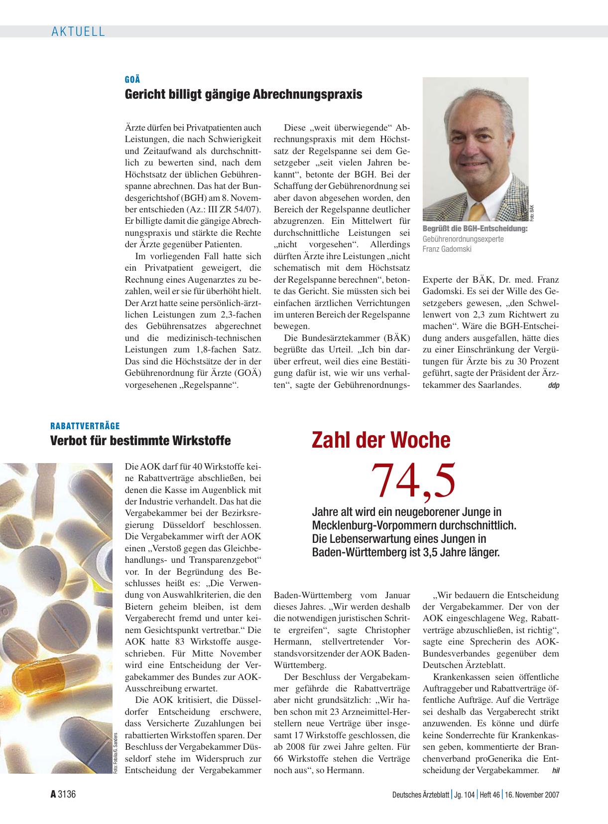 Vorschauseite 1: Rabattverträge: Verbot für bestimmte Wirkstoffe