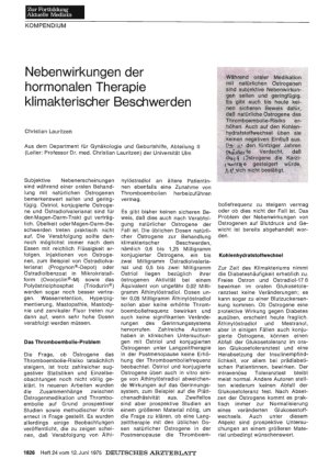 Vorschauseite 1: Nebenwirkungen der hormonalen Therapie klimakterischer Beschwerden