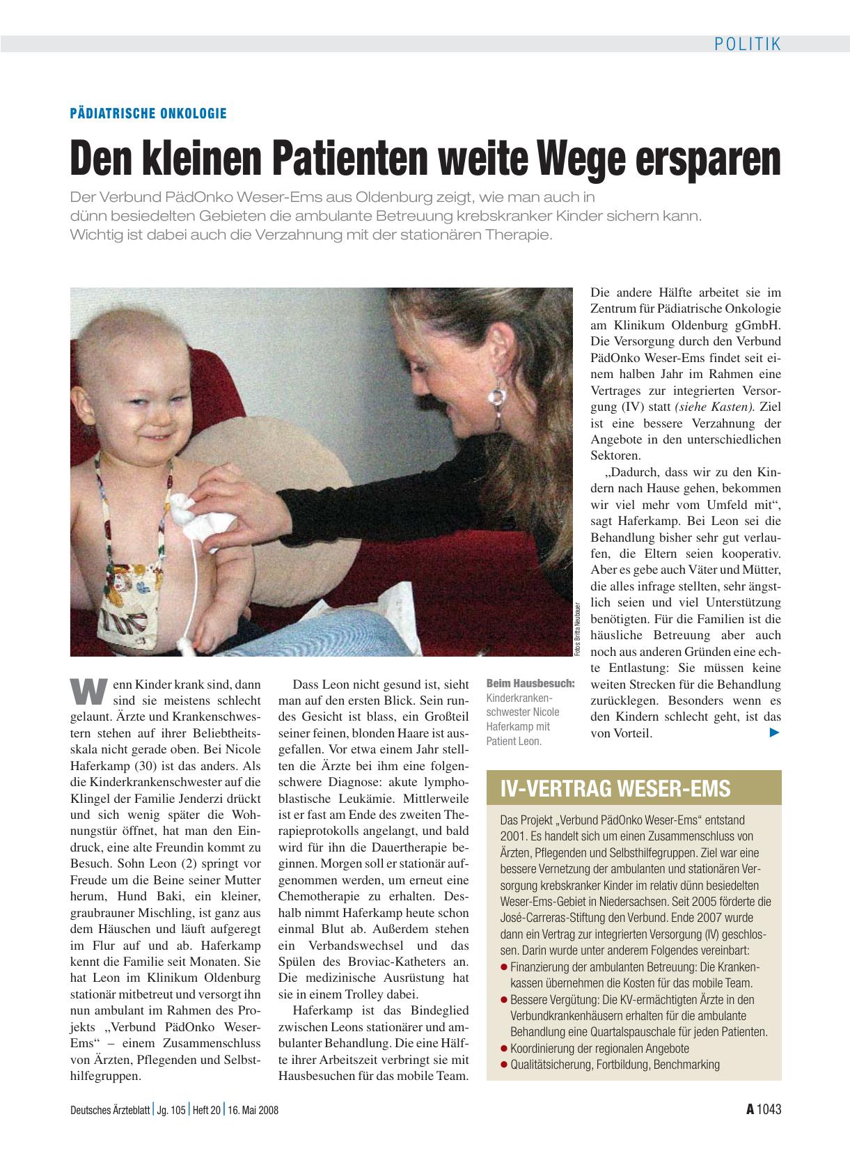 Vorschauseite 1: Pädiatrische Onkologie: Den kleinen Patienten weite Wege ersparen