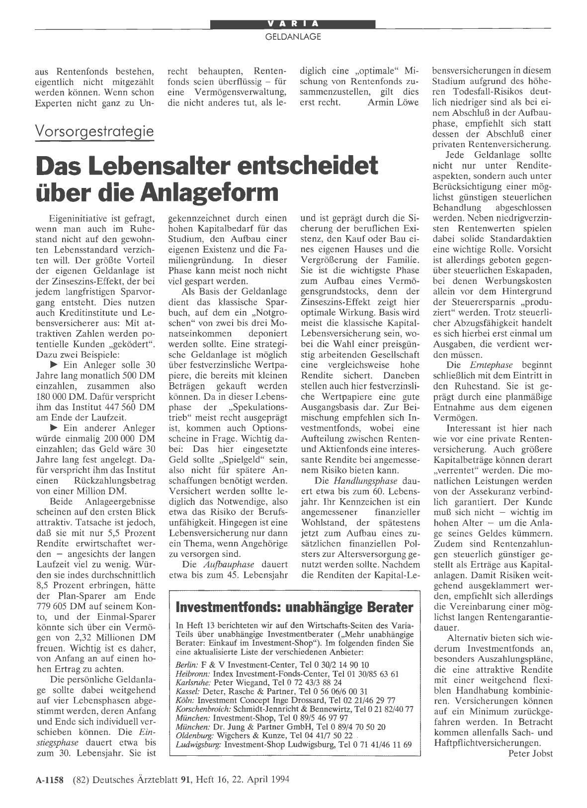 Vorschauseite 1: Vorsorgestrategie: Das Lebensalter entscheidet über die Anlageform