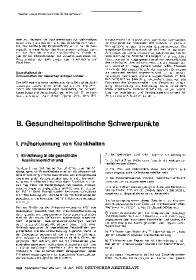 Vorschauseite 1: B. Gesundheitspolitische Schwerpunkte