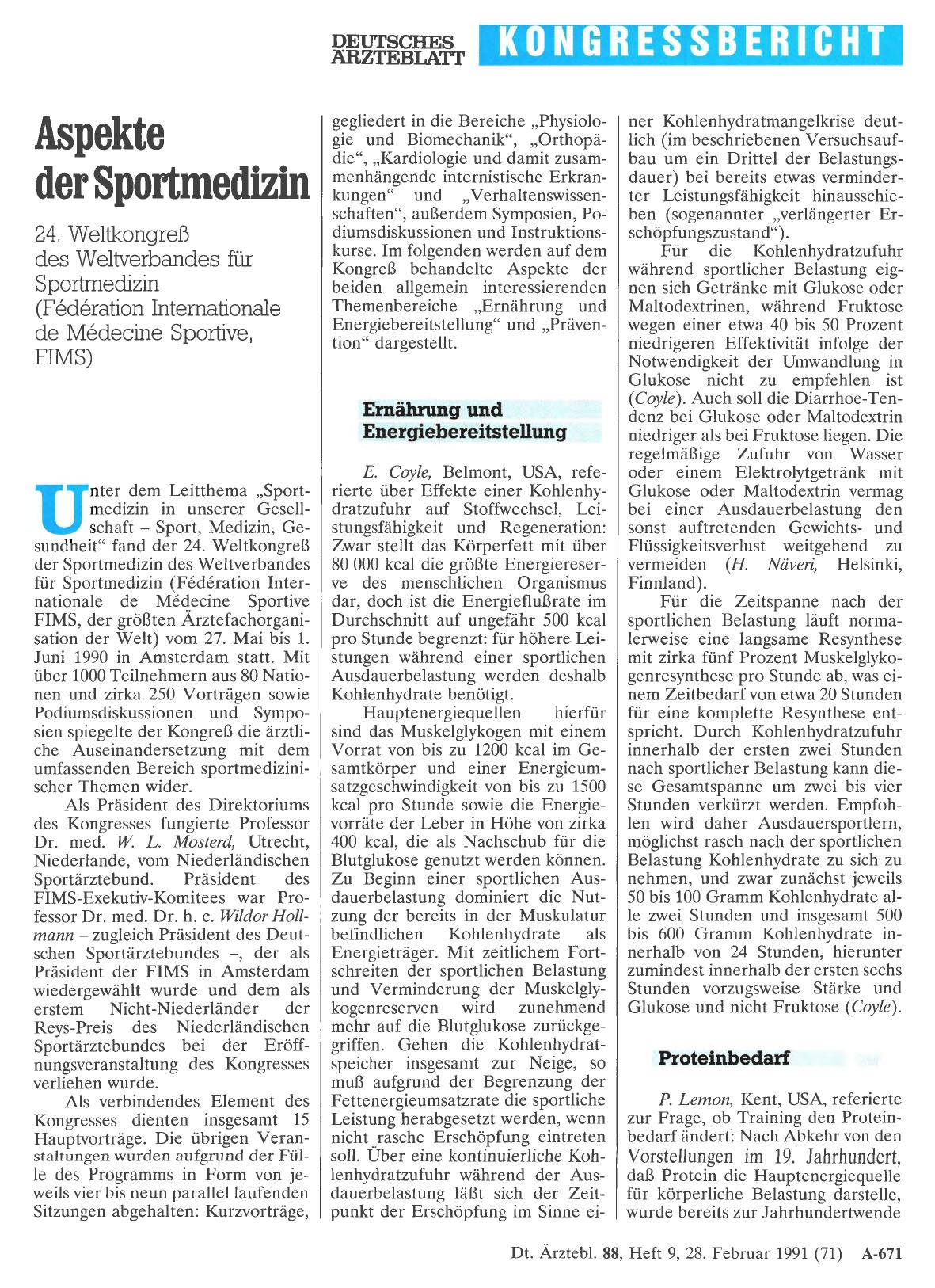 Vorschauseite 1: Aspekte der Sportmedizin
