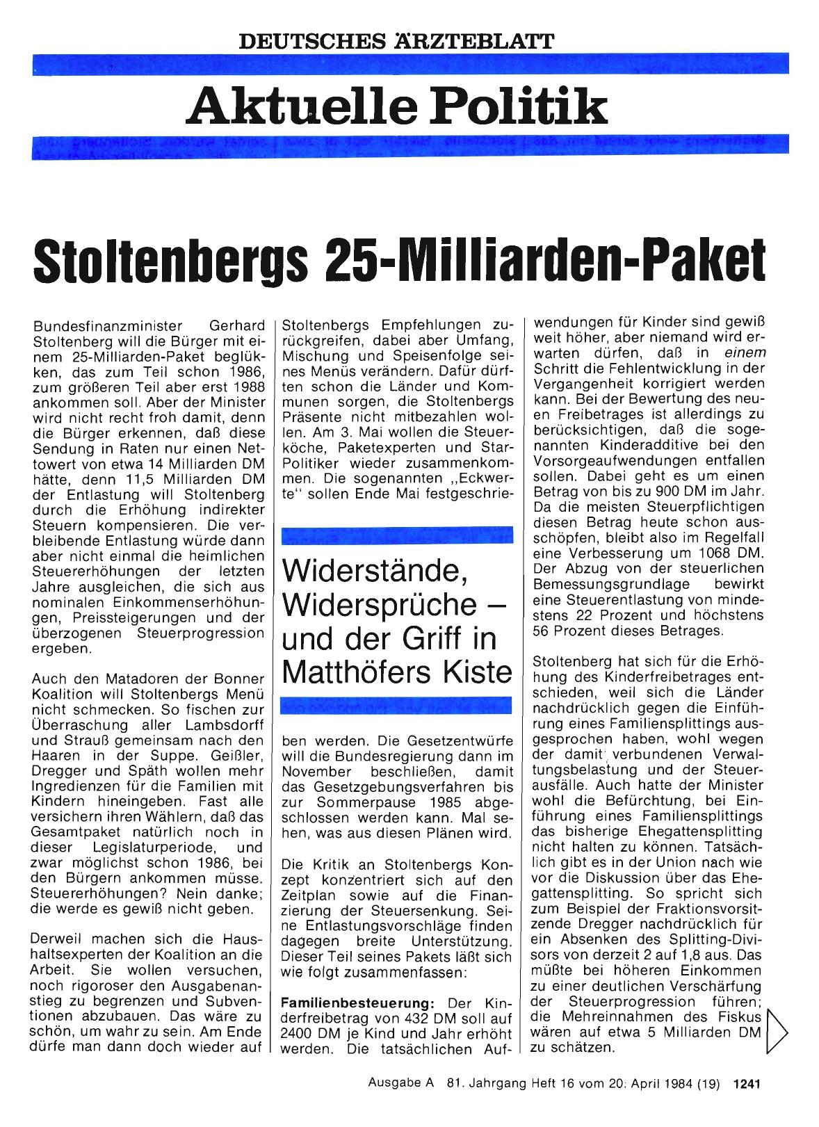 Vorschauseite 1: Stoltenbergs 25-Milliarden-Paket