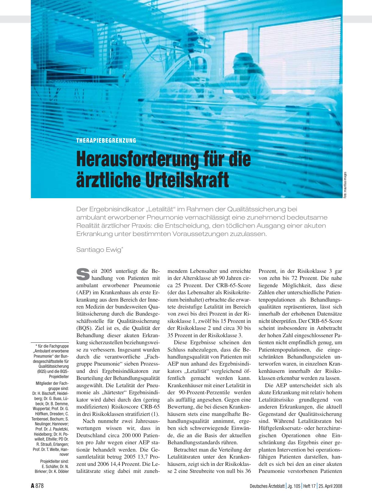 Vorschauseite 1: Therapiebegrenzung: Herausforderung für die ärztliche Urteilskraft