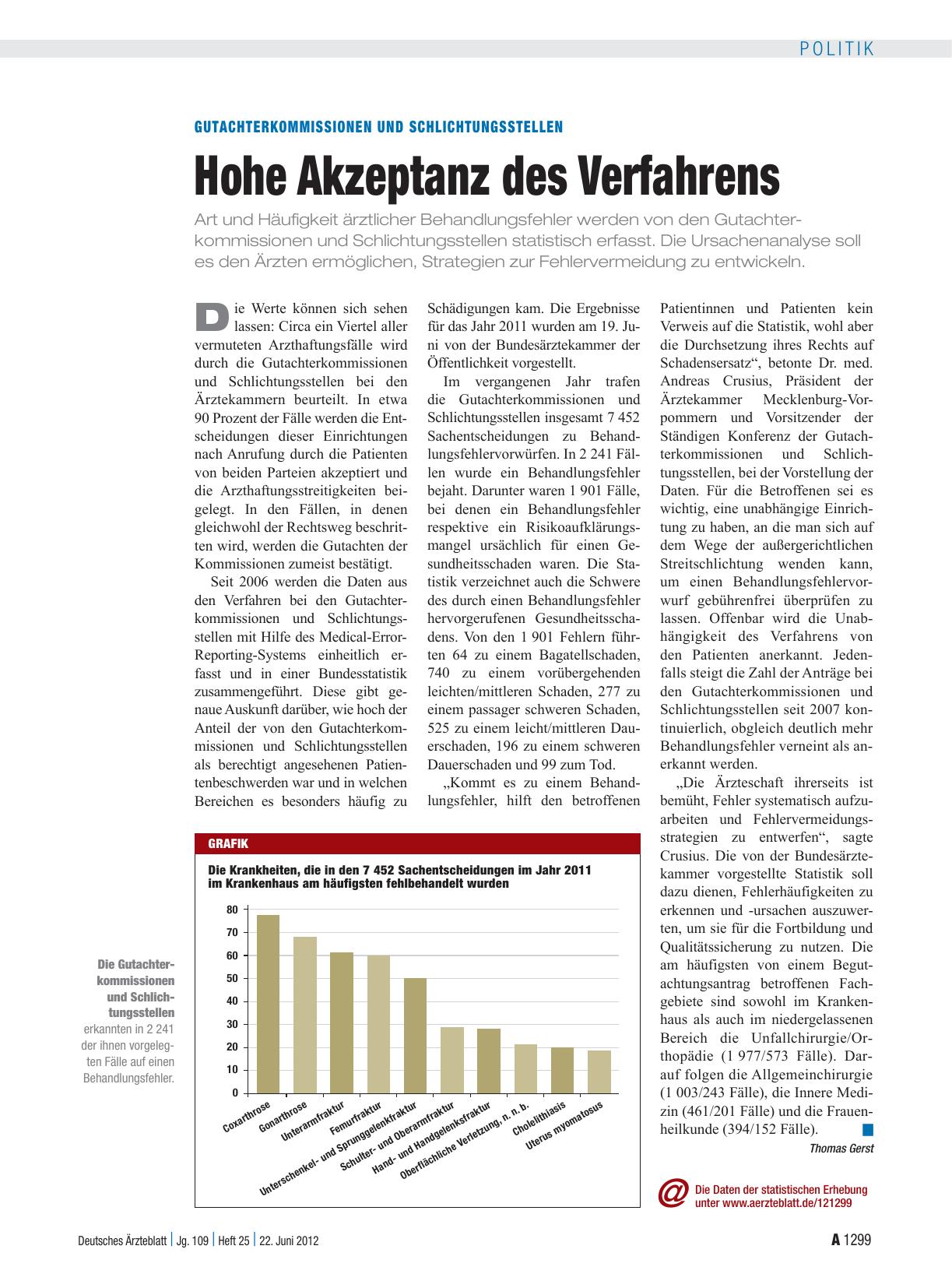 Vorschauseite 1: Gutachterkommissionen und Schlichtungsstellen: Hohe Akzeptanz des Verfahrens