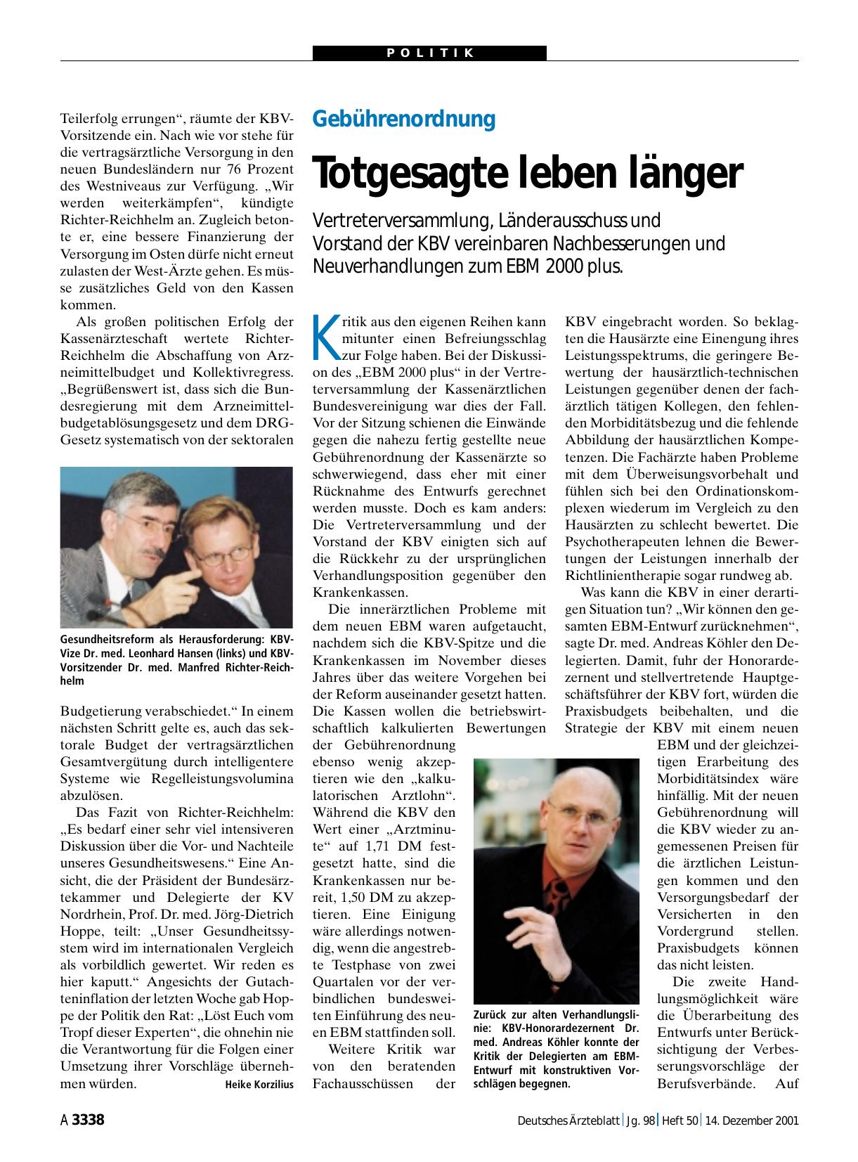 Vorschauseite 1: Gebührenordnung: Totgesagte leben länger