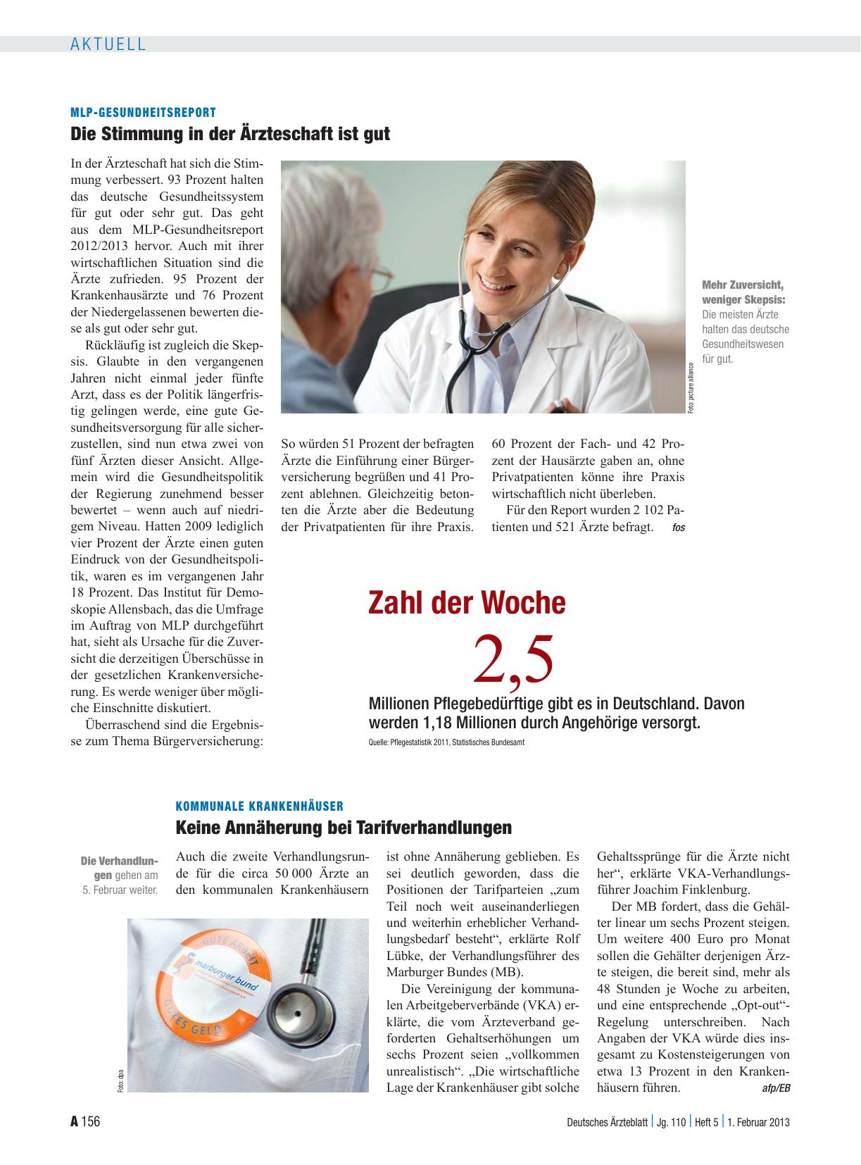 Vorschauseite 1: MLP-Gesundheitsreport: Die Stimmung in der Ärzteschaft ist gut