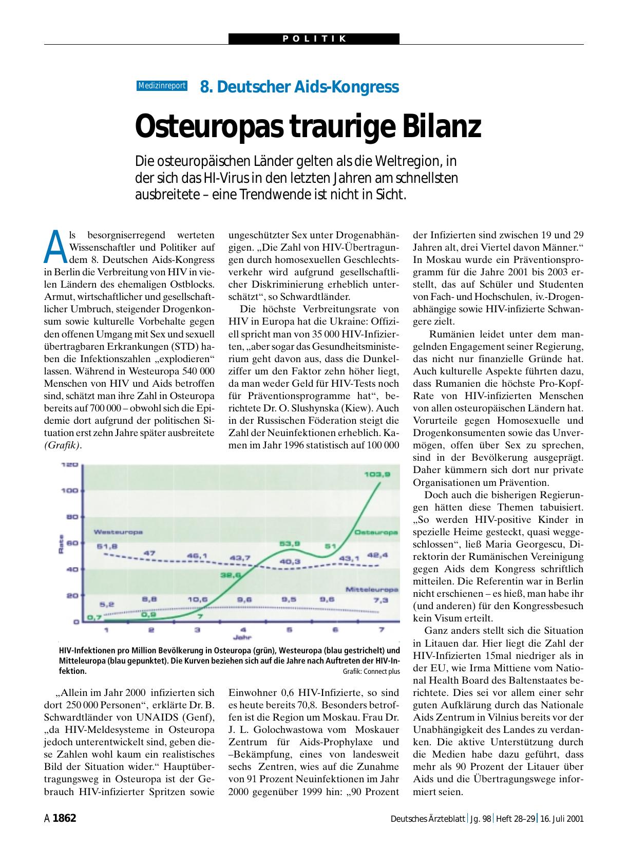 Vorschauseite 1: 8. Deutscher Aids-Kongress: Osteuropas traurige Bilanz