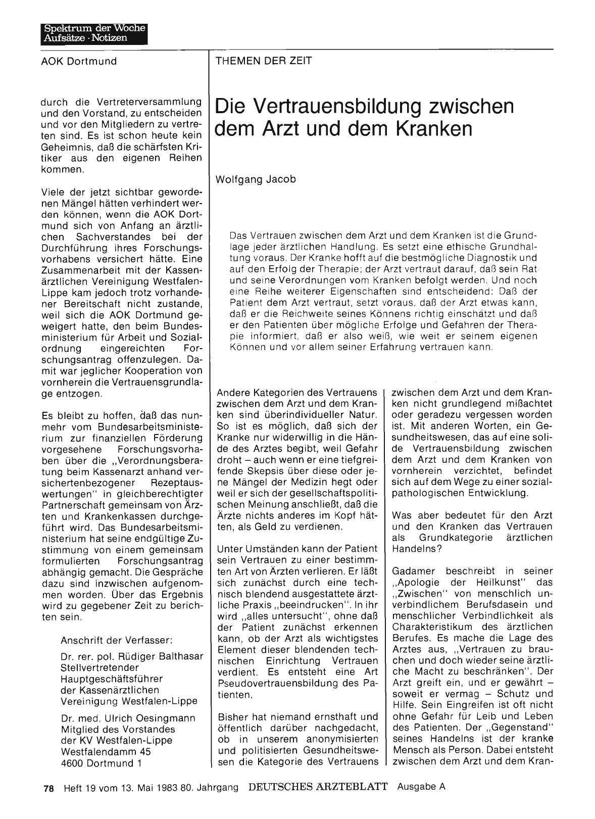 Vorschauseite 1: Die Vertrauensbildung zwischen dem Arzt und dem Kranken