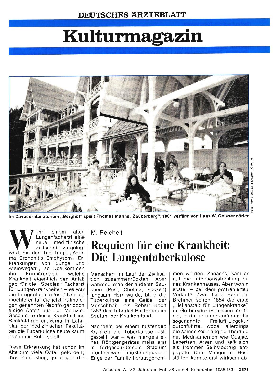 Vorschauseite 1: Requiem für eine Krankheit: Die Lungentuberkulose
