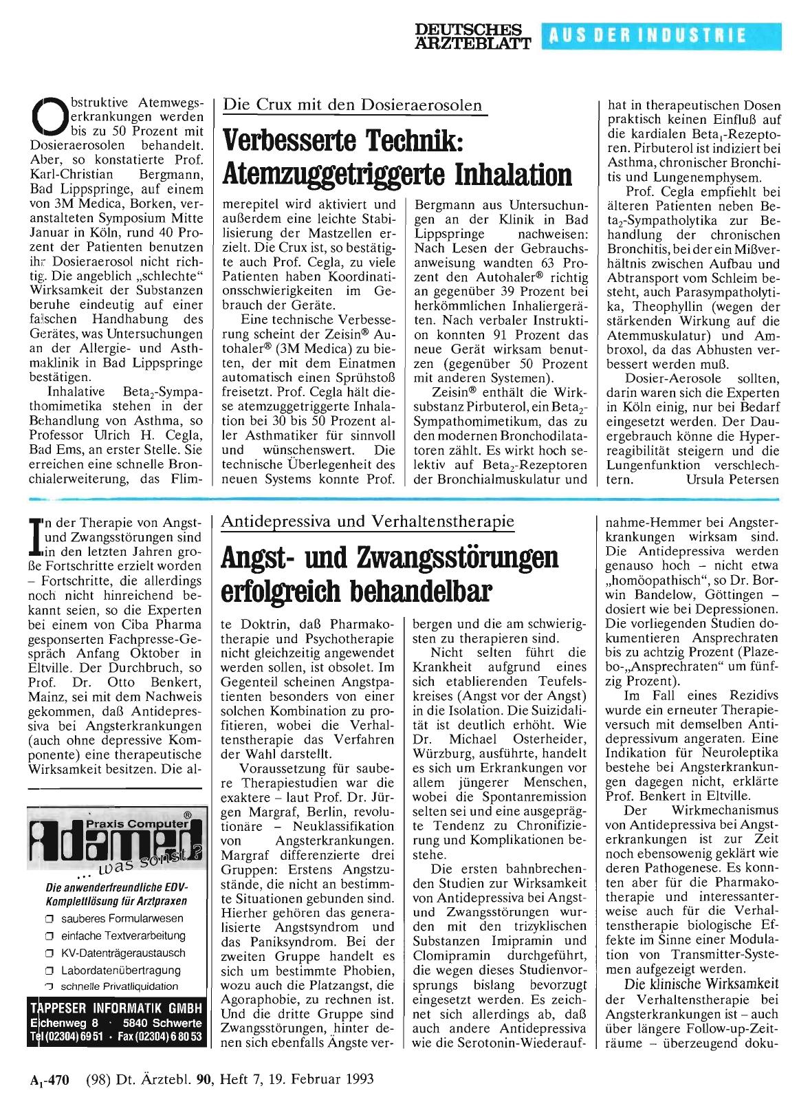 Vorschauseite 1: Die Crux mit den Dosieraerosolen: Verbesserte Technik: Atemzuggetriggerte Inhalation