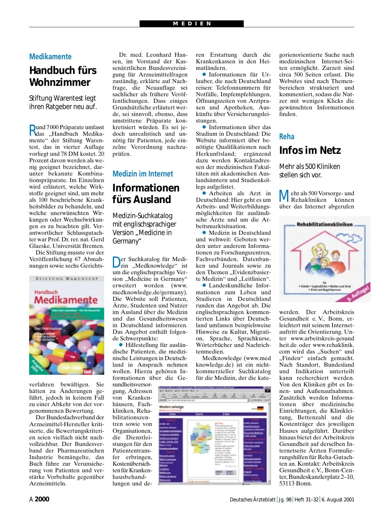 Vorschauseite 1: Medizin im Internet: Informationen fürs Ausland