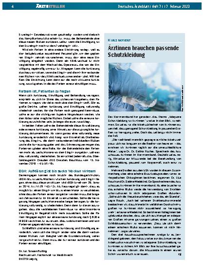 Vorschauseite 1: Ärztinnen brauchen passende Schutzkleidung