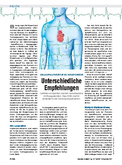 Vorschauseite 1: Schlaganfallprävention bei Vorhofflimmern: Unterschiedliche Empfehlungen