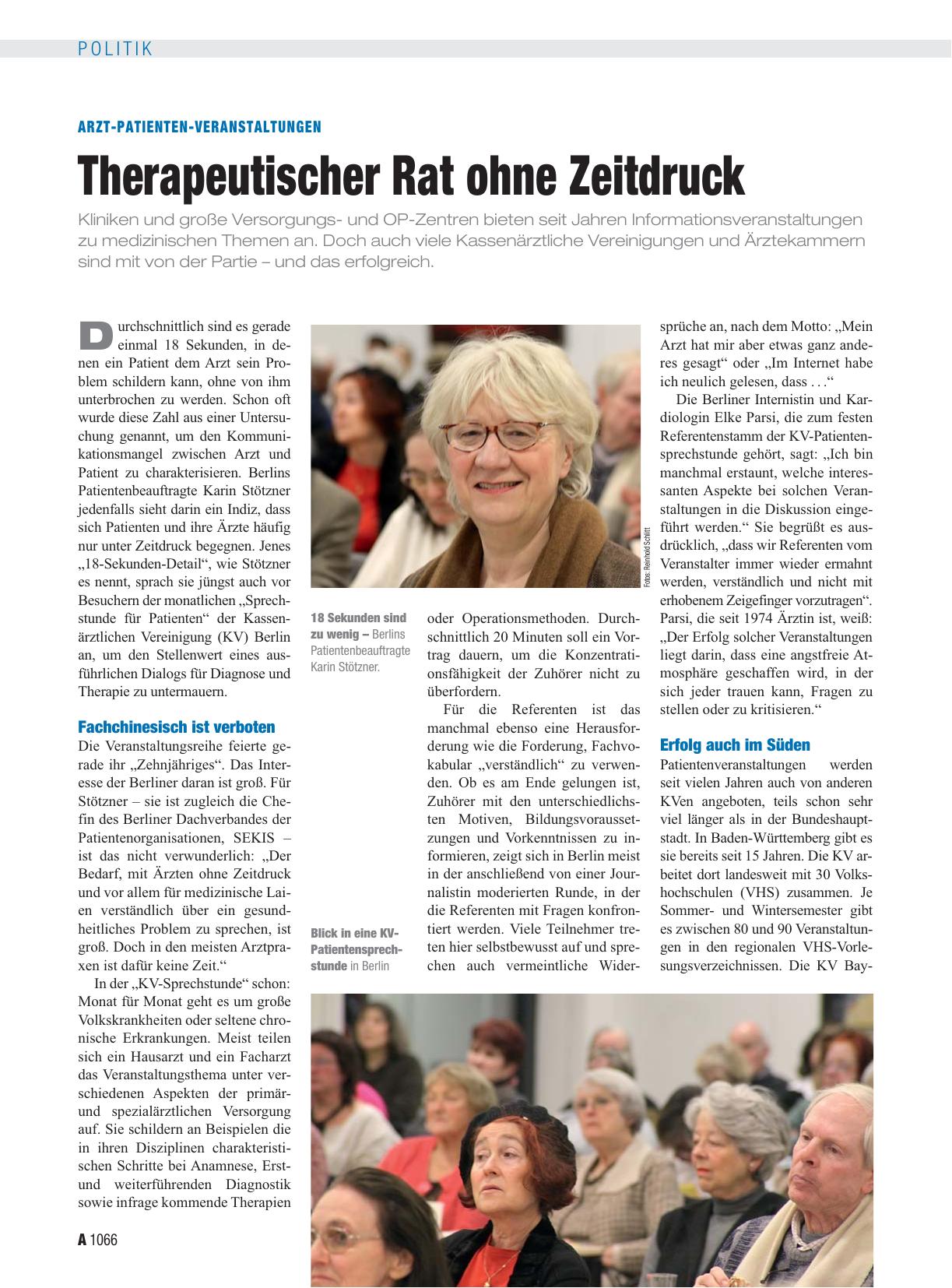 Vorschauseite 1: Arzt-Patienten-Veranstaltungen: Therapeutischer Rat ohne Zeitdruck