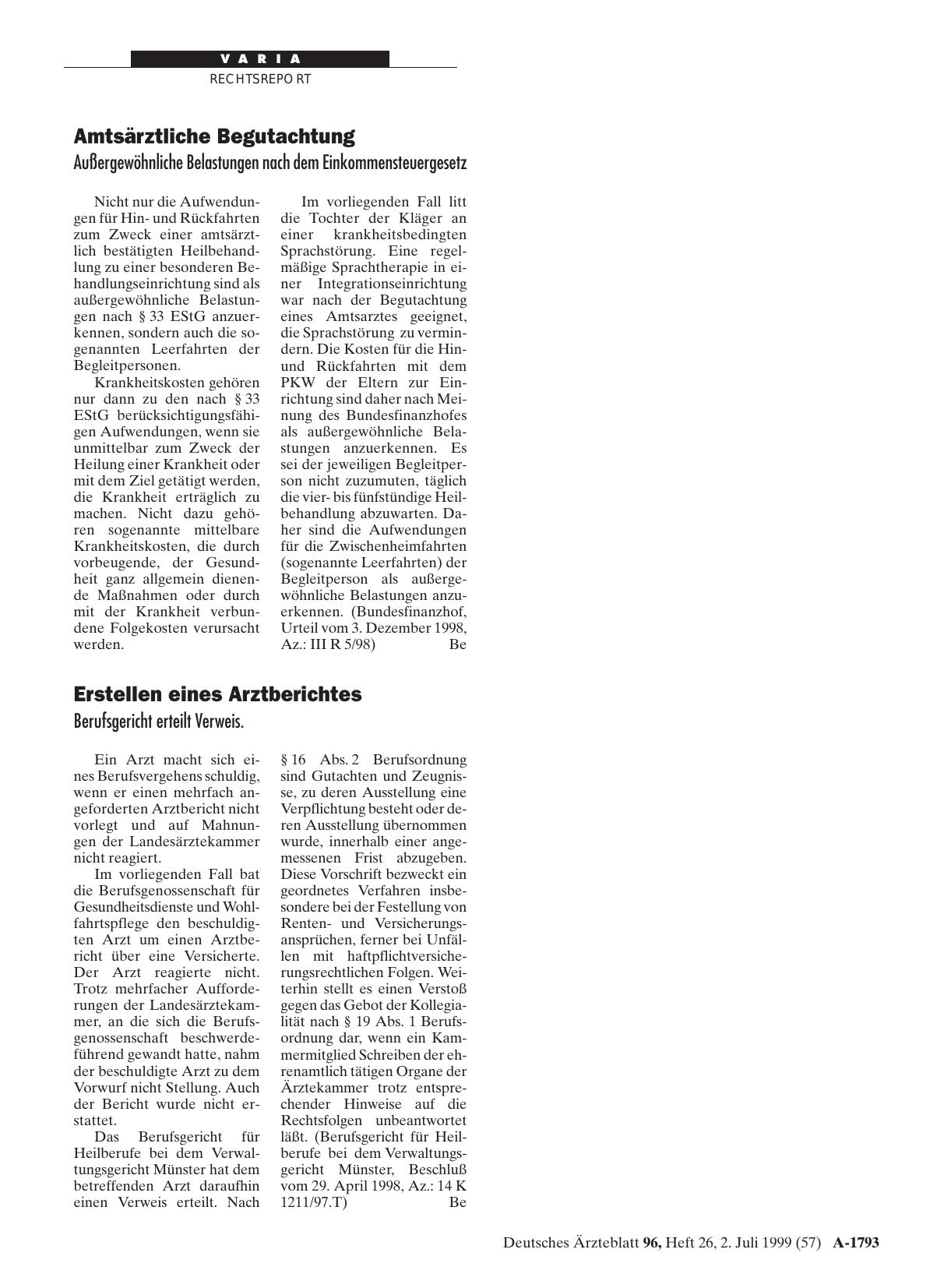 Vorschauseite 1: Erstellen eines Arztberichtes: Berufsgericht erteilt Verweis