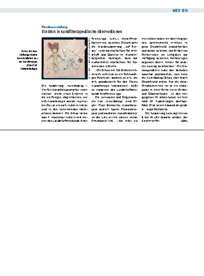Vorschauseite 1: Wanderausstellung: Einblick in kunsttherapeutische Interventionen