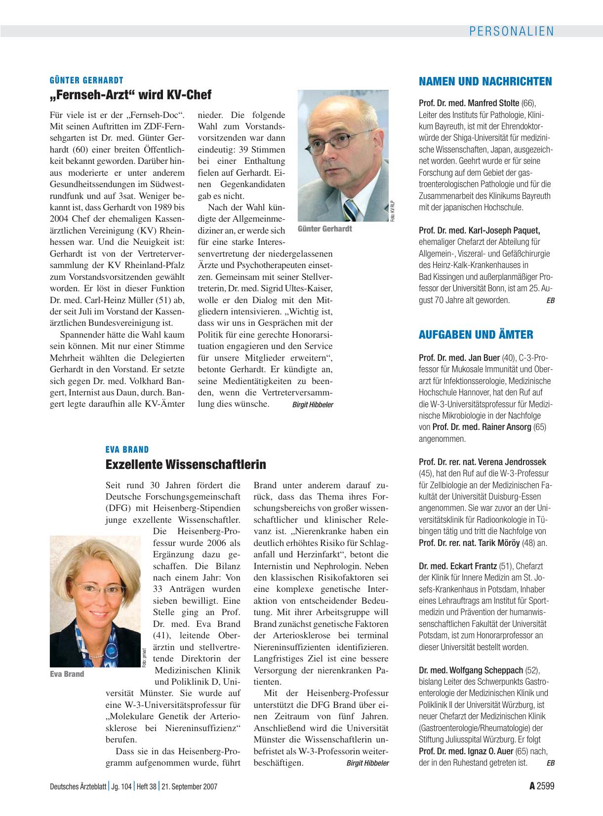 Vorschauseite 1: Eva Brand: Exzellente Wissenschaftlerin