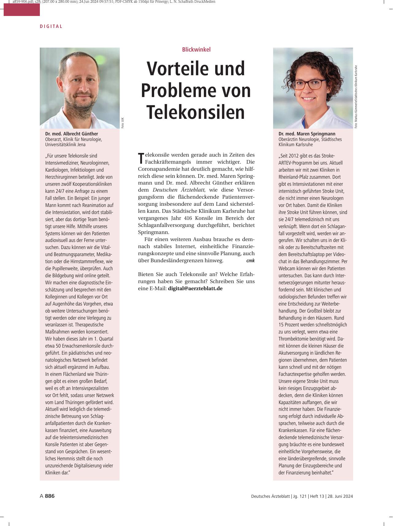 Vorschauseite 1: Blickwinkel: Vorteile und Probleme von Telekonsilen