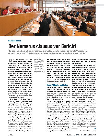 Vorschauseite 1: Medizinstudium: Der Numerus clausus vor Gericht