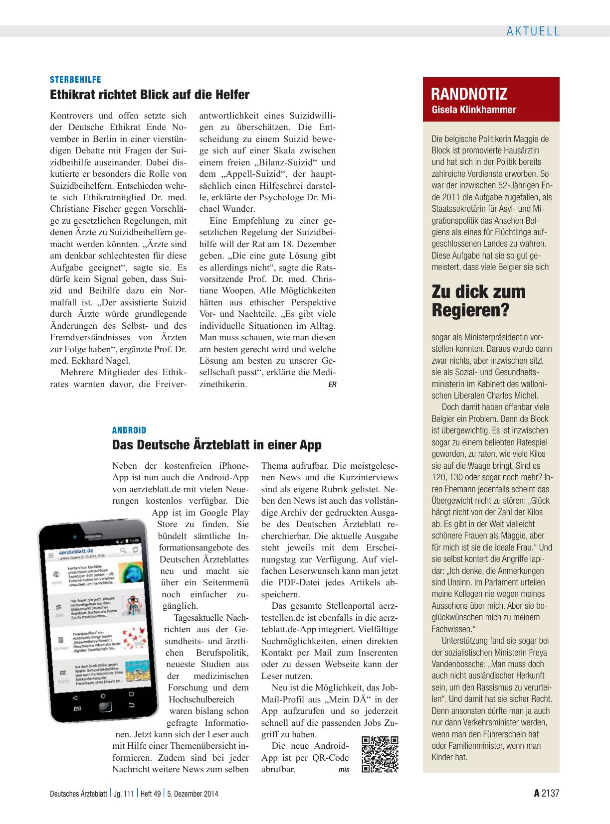 Vorschauseite 1: Android: Das Deutsche Ärzteblatt in einer App