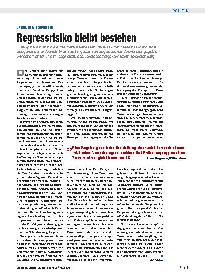 Vorschauseite 1: Urteil zu Mischpreisen: Regressrisiko bleibt bestehen