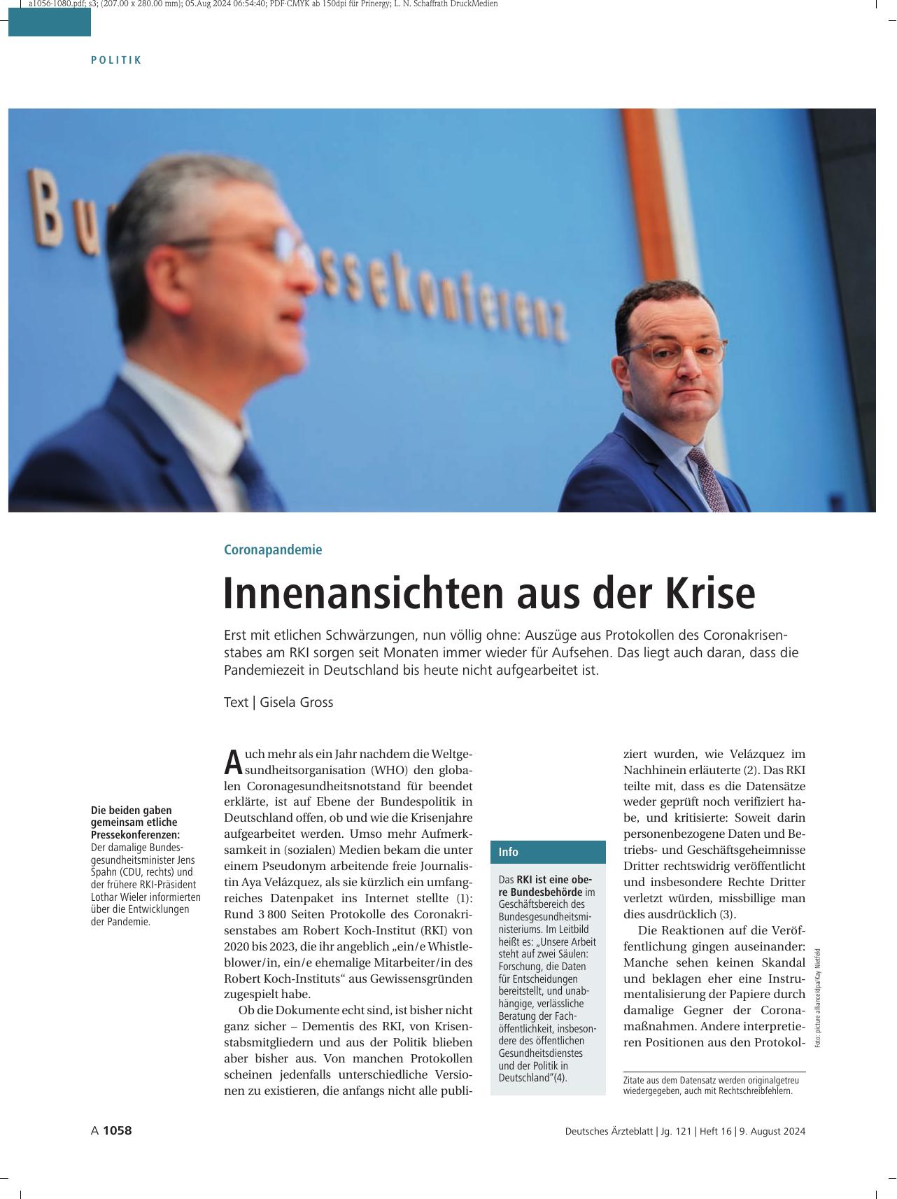 Vorschauseite 1: Coronapandemie: Innenansichten aus der Krise