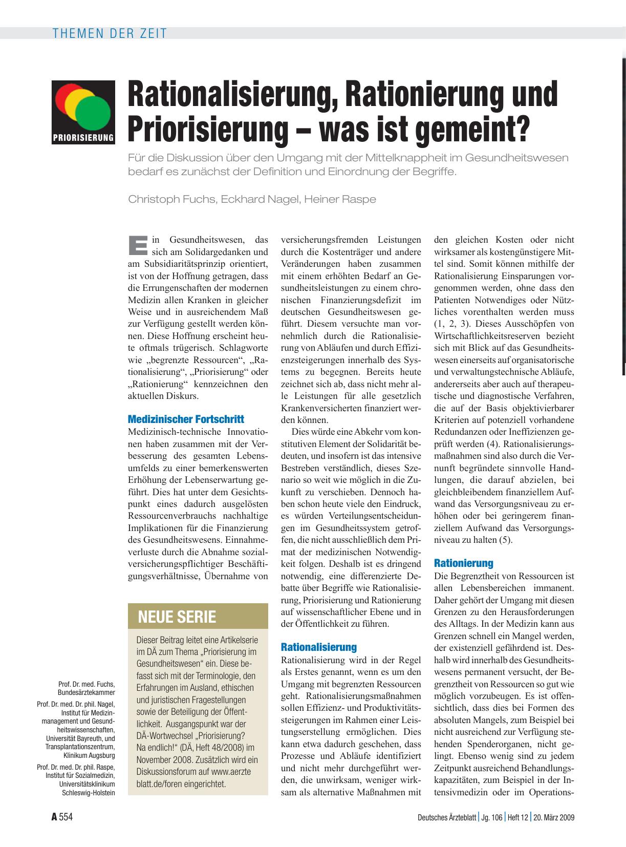 Vorschauseite 1: Rationalisierung, Rationierung und Priorisierung – was ist gemeint?