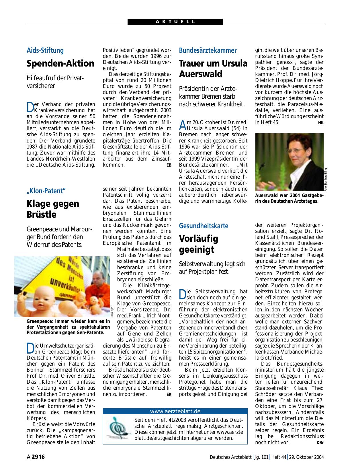 Vorschauseite 1: www. aerzteblatt. de