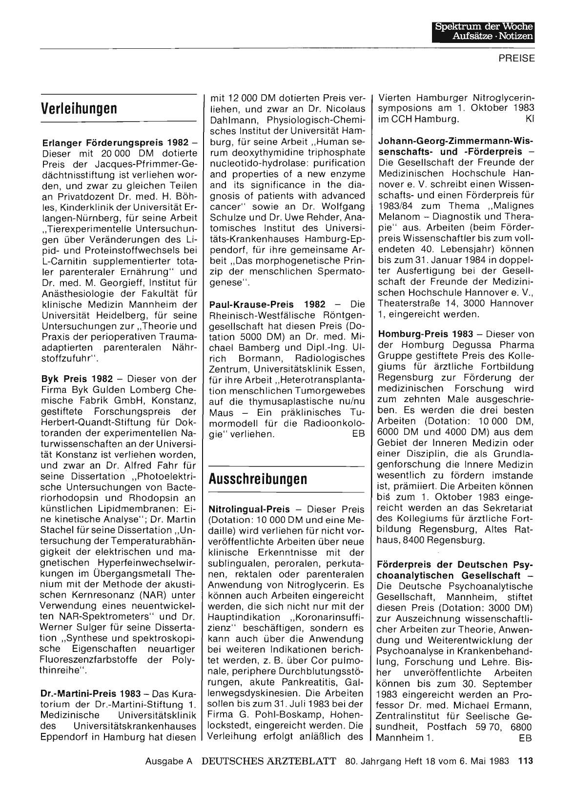 Vorschauseite 1: Verleihungen