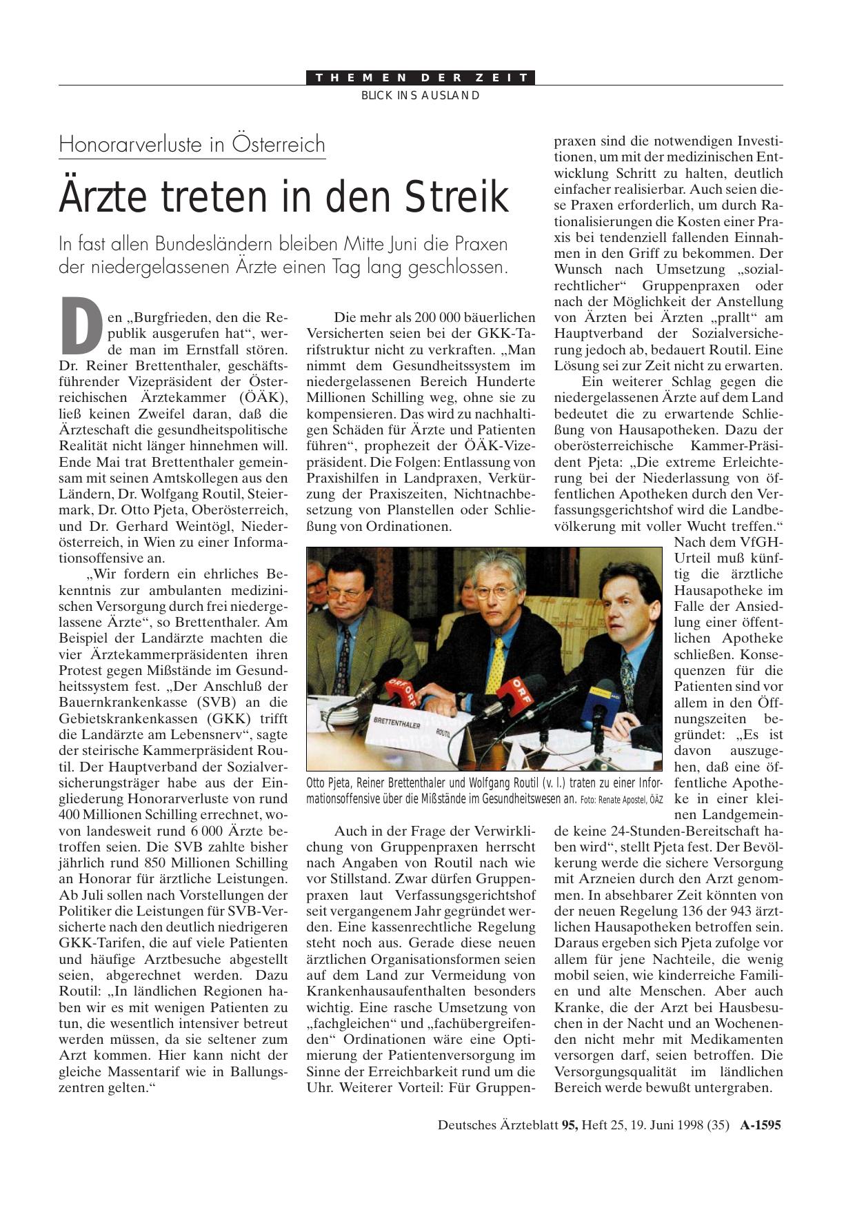 Vorschauseite 1: Honorarverluste in Österreich: Ärzte treten in den Streik