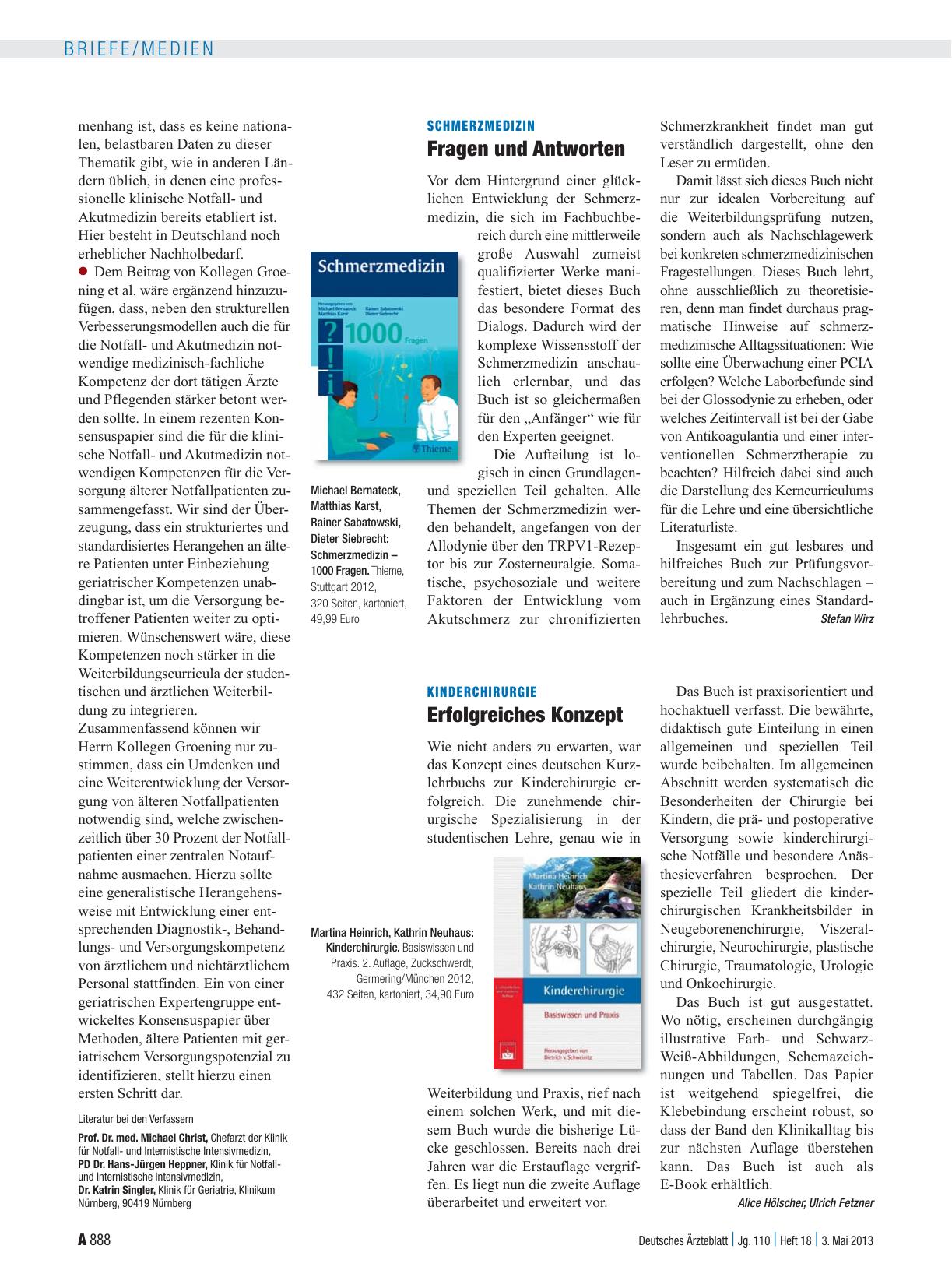 Vorschauseite 1: Schmerzmedizin: Fragen und Antworten