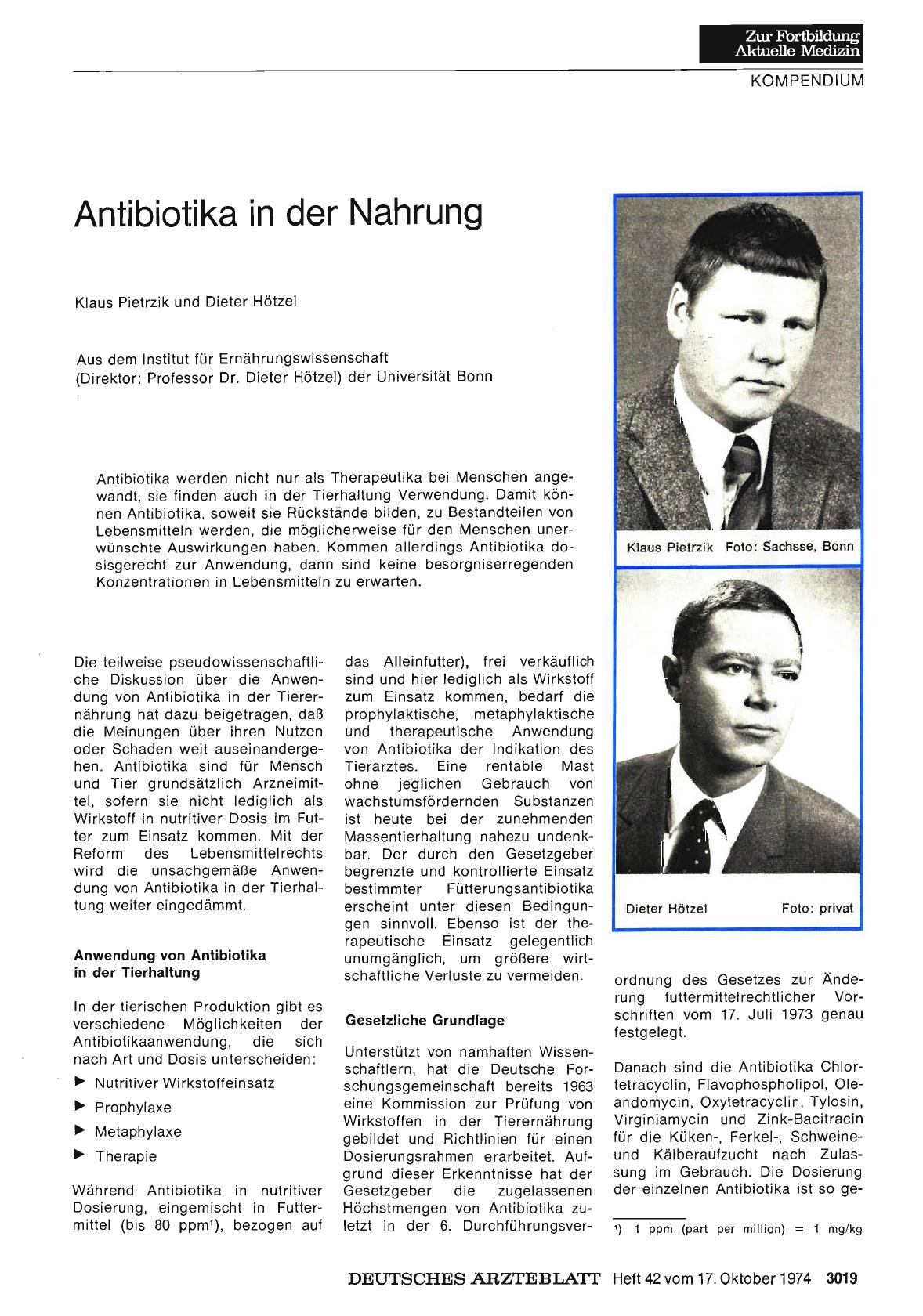 Vorschauseite 1: Antibiotika in der Nahrung