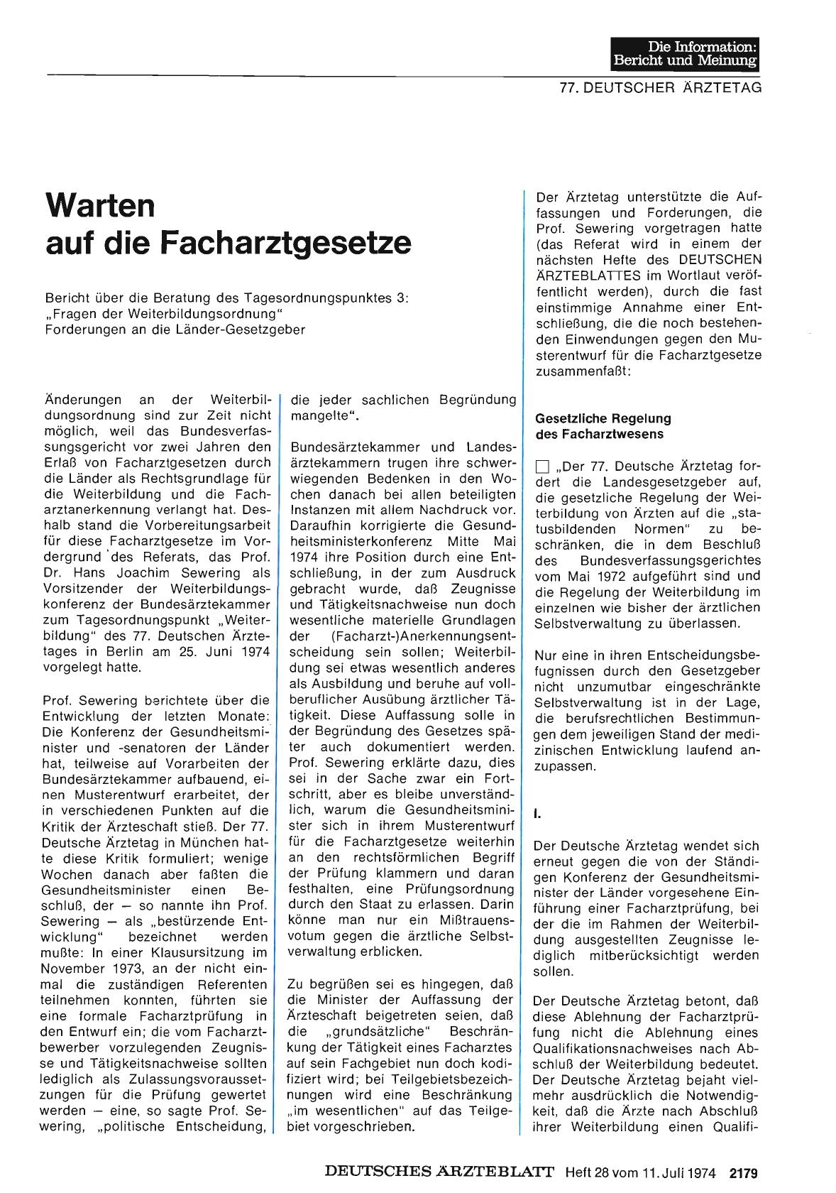 Vorschauseite 1: Warten auf die Facharztgesetze