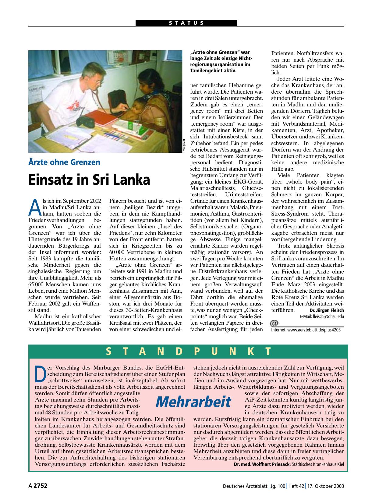 Vorschauseite 1: Ärzte ohne Grenzen: Einsatz in Sri Lanka