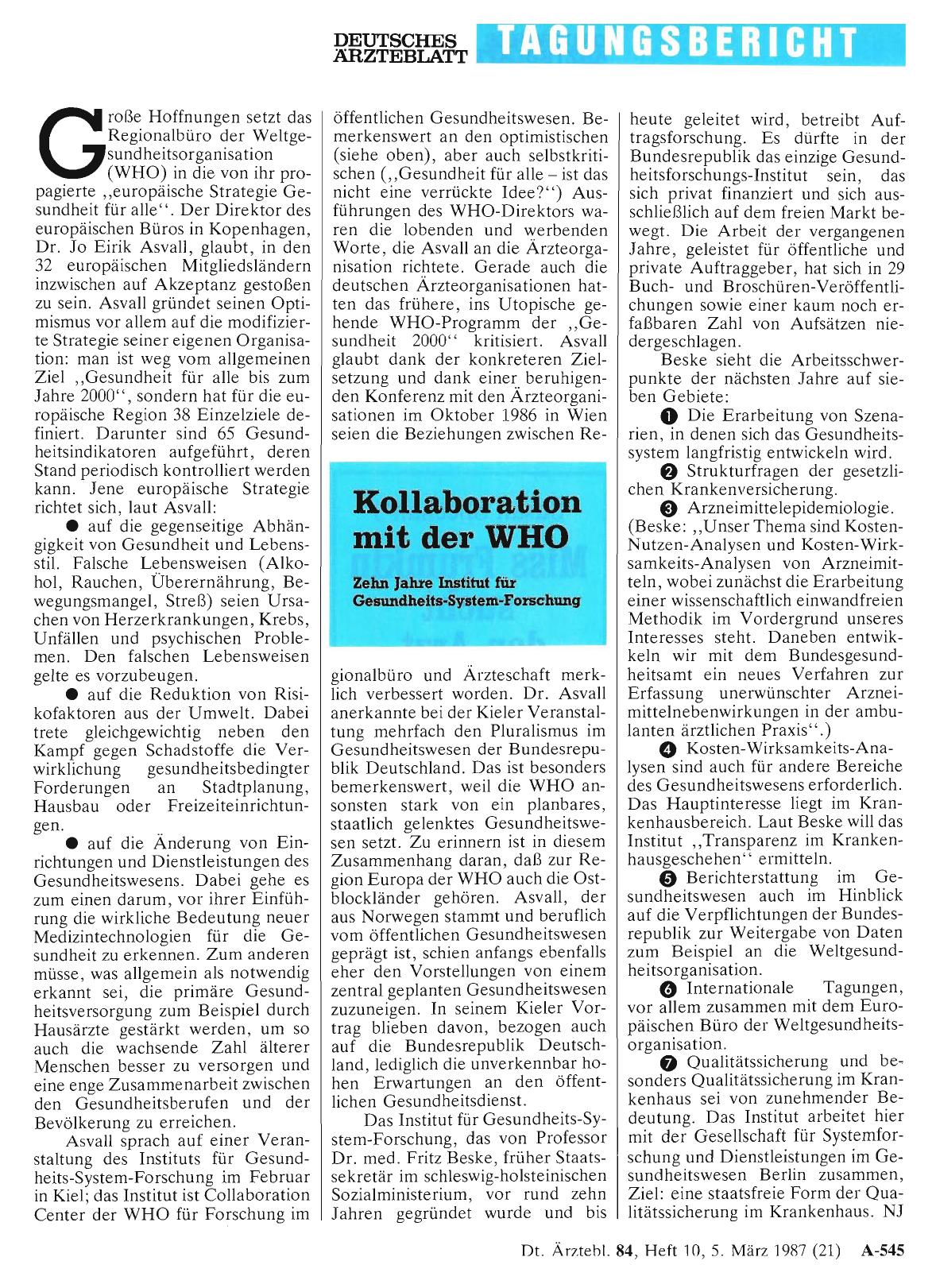 Vorschauseite 1: Kollaboration mit der WHO