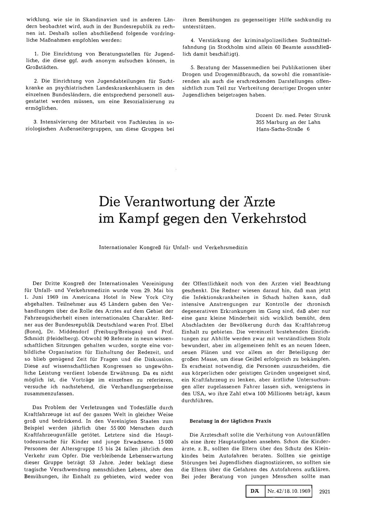 Vorschauseite 1: Die Verantwortung der Ärzte im Kampf gegen den Verkehrstod