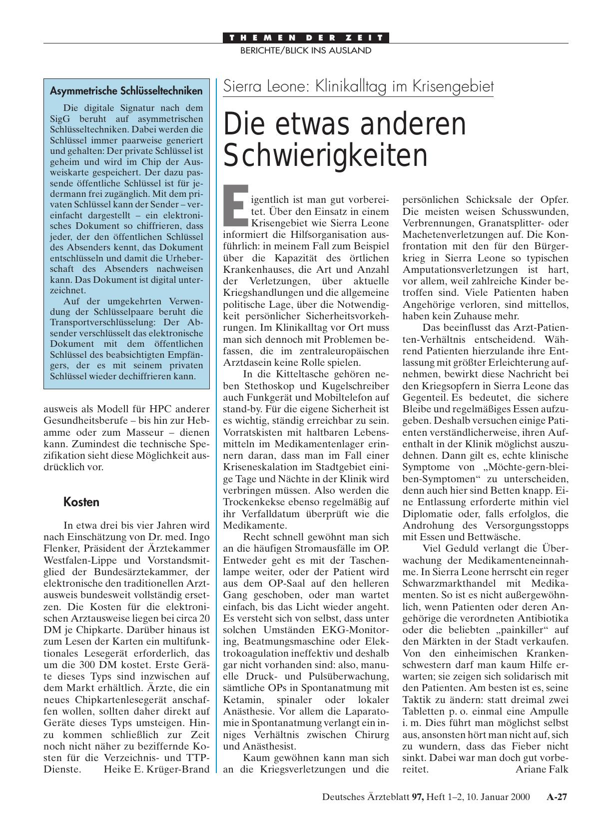 Vorschauseite 1: Sierra Leone: Klinikalltag im Krisengebiet - Die etwas anderen Schwierigkeiten