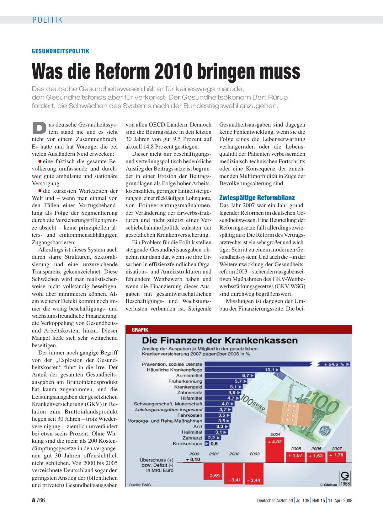 Vorschauseite 1: Gesundheitspolitik: Was die Reform 2010 bringen muss