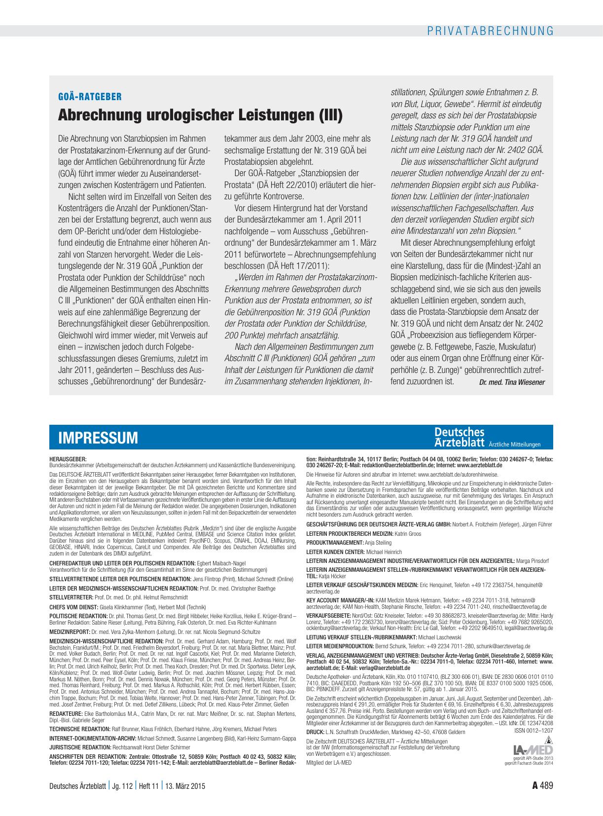 Vorschauseite 1: GOÄ-Ratgeber: Abrechnung urologischer Leistungen (III)