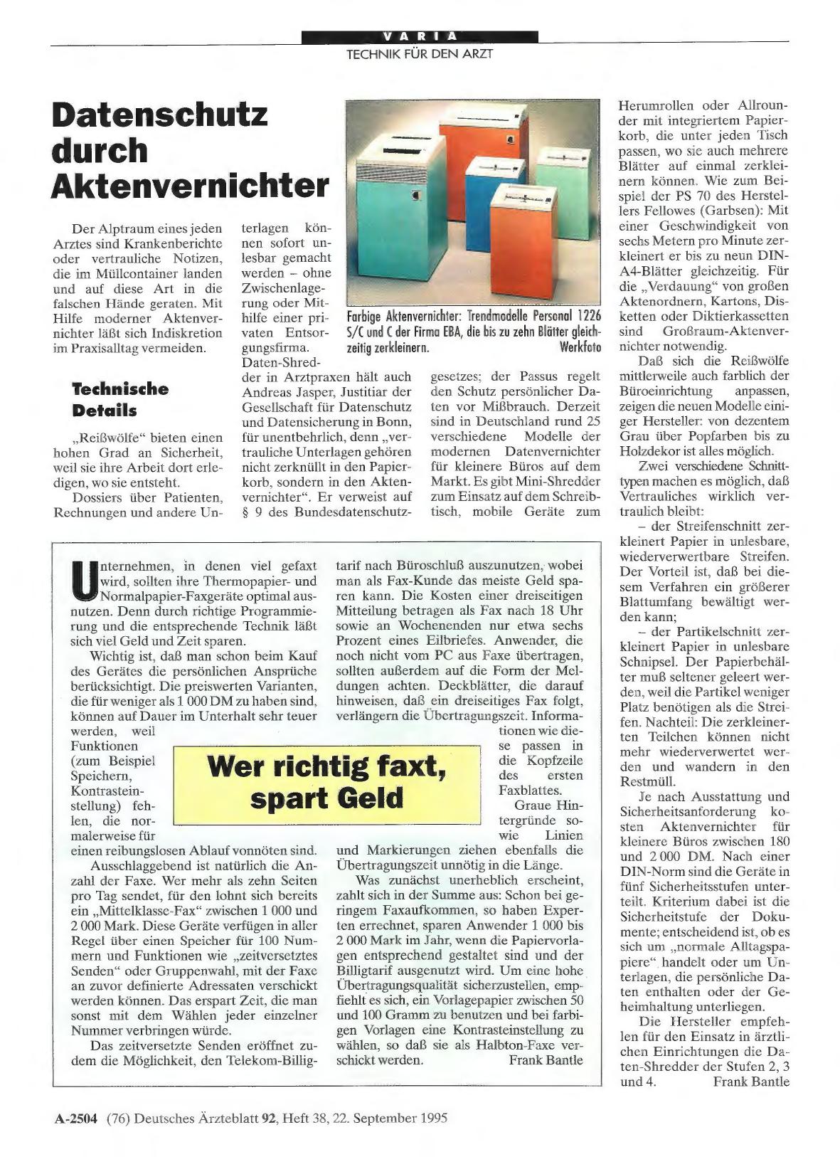 Vorschauseite 1: Datenschutz durch Aktenvernichter