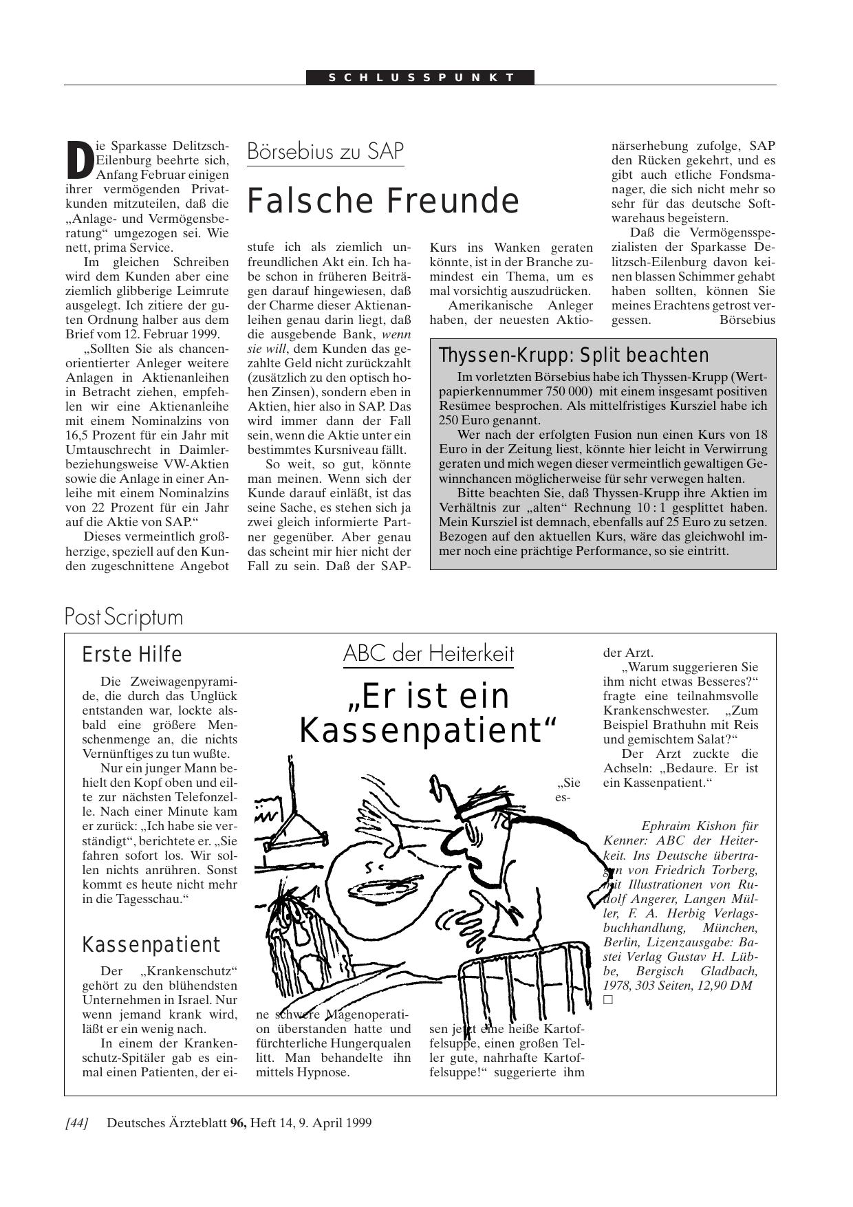 Vorschauseite 1: ABC der Heiterkeit: „Er ist ein Kassenpatient“