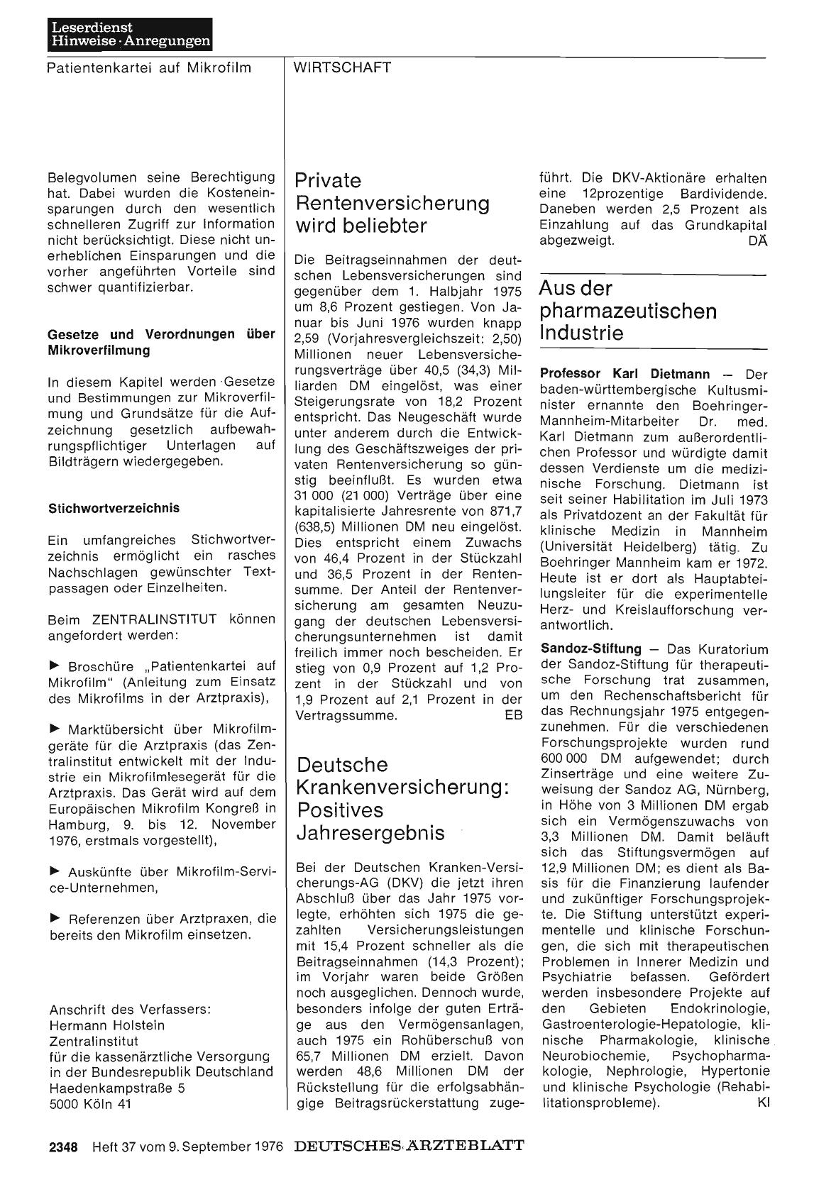 Vorschauseite 1: Deutsche Krankenversicherung: Positives Jahresergebnis