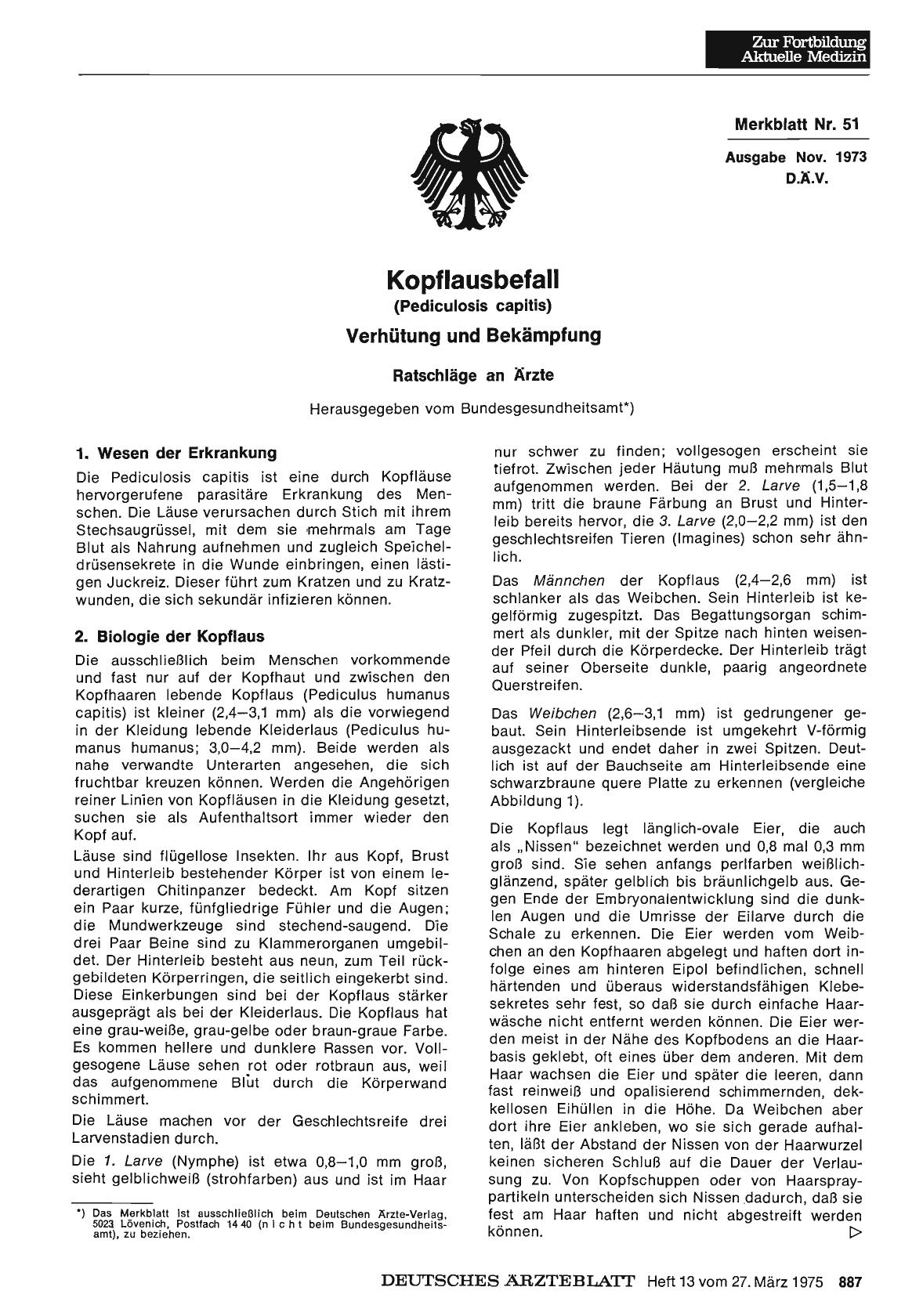 Vorschauseite 1: Kopflausbefall(Pediculosis capitis): Verhütung und Bekämpfung