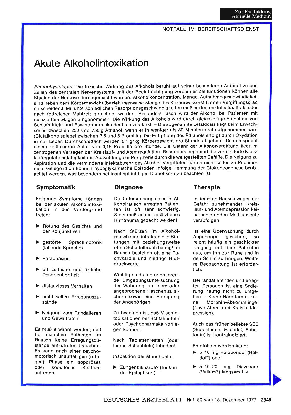 Vorschauseite 1: Akute Alkoholintoxikation