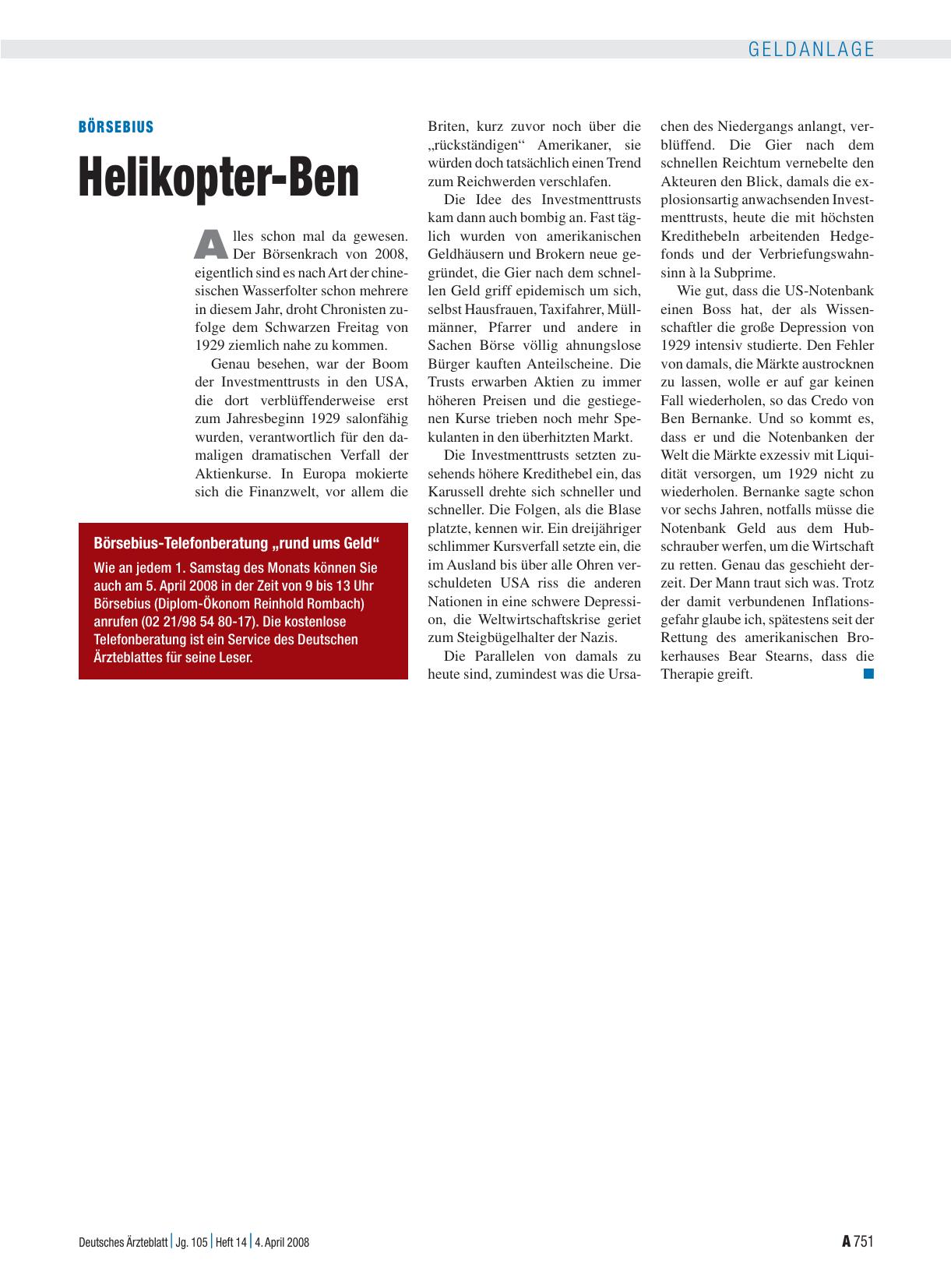 Vorschauseite 1: Börsebius: Helikopter-Ben
